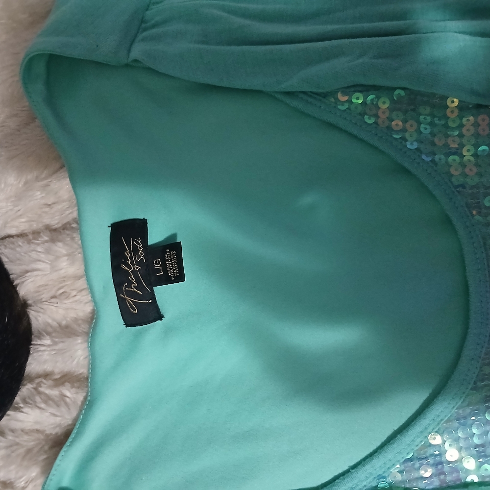 Teal Sequin Detail Top